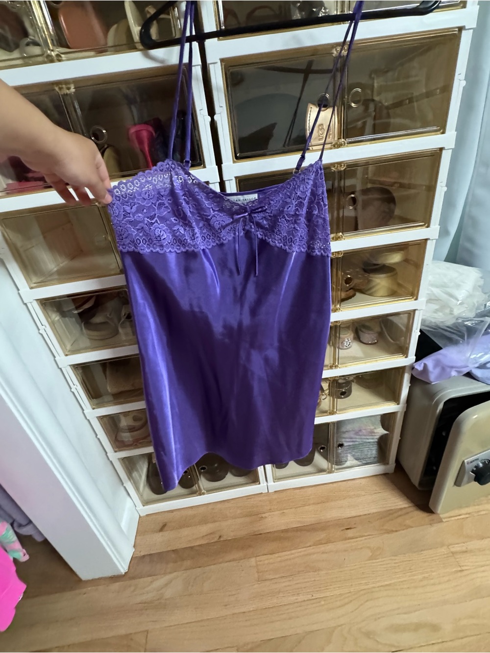 Morgan Taylor Lavender Satin Lace Chemise